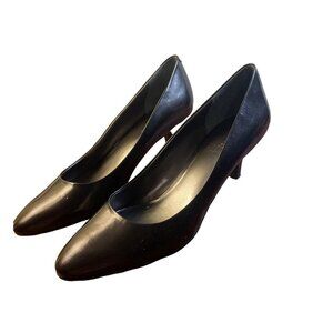 Maripe NEW Black Leather Darcey Round Closed Toe Pumps Sz 8